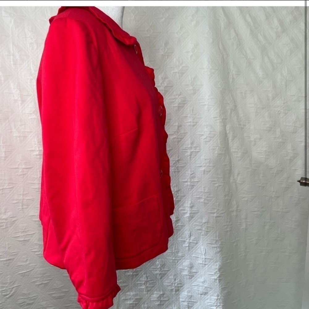 Talbots Womens Jacket Hot Red Collared Buttons - image 2